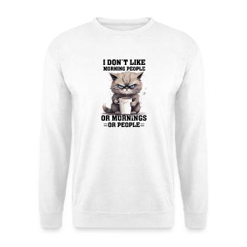 i dont like morning people Cat coffee - Unisex Pullover - Weiß - Vorne