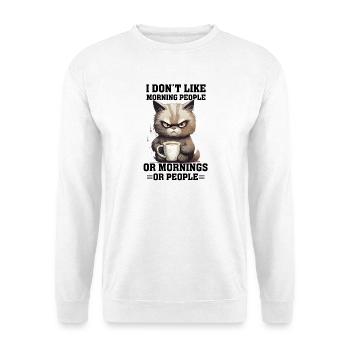 Je n’aime pas les gens du matin Café de chat - Sweat-shirt Unisexe - blanc - Devant
