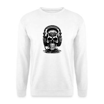 Skull with headphones and brain - Unisex Sweatshirt - white - Front