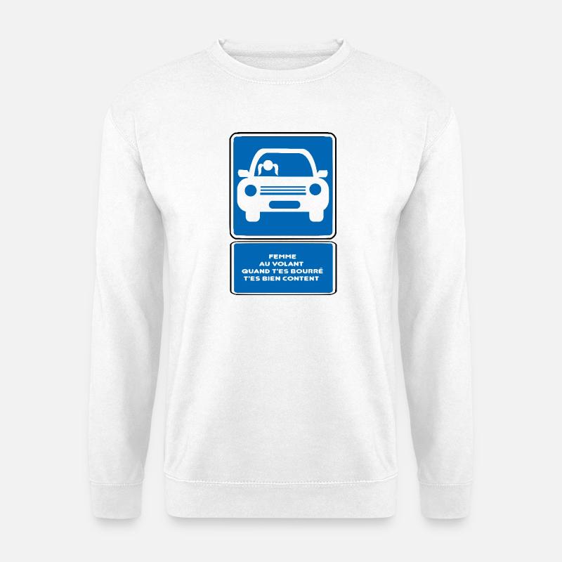 Frau am Steuer - Unisex Pullover - Weiß