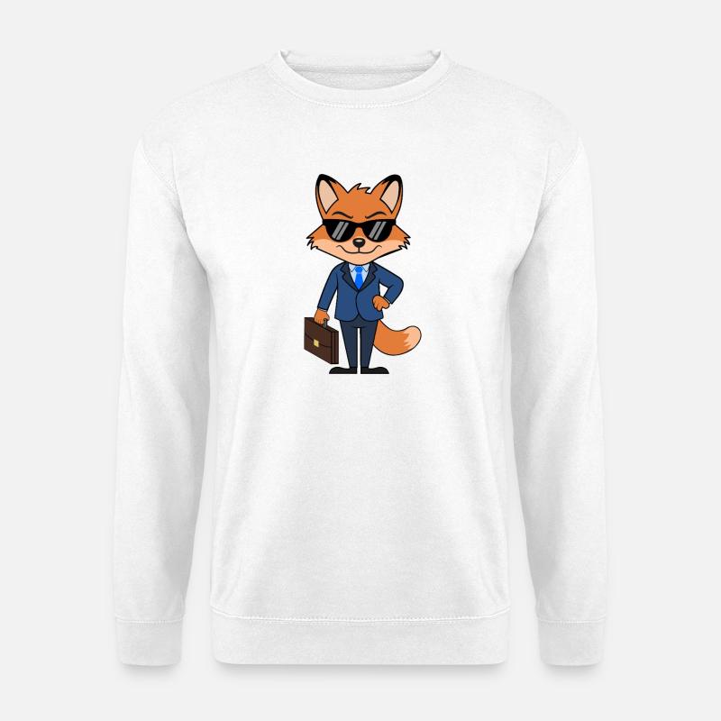Fox Geschäftsmann eleganter Anzug mit Aktentasche - Unisex Pullover - Weiß