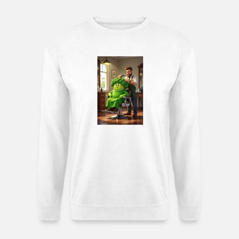 Broccoli Chef Makeover Illustration - Unisex Sweatshirt - white