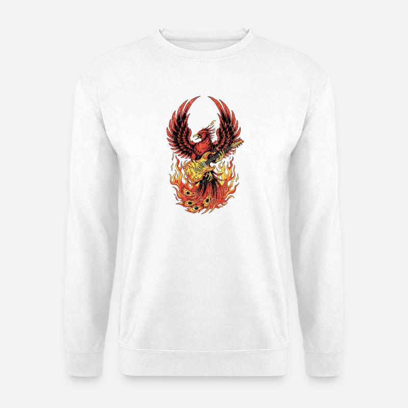 Fiery Eagle Guitar Rock Design - Unisex Sweatshirt - white