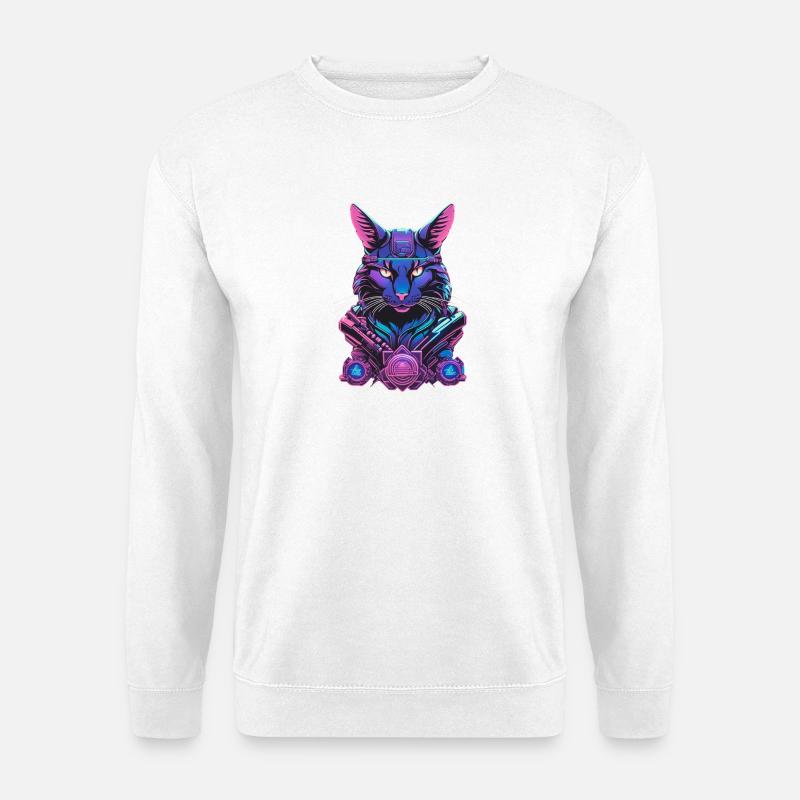 Cyberkatze mit futuristischem Design - Unisex Pullover - Weiß