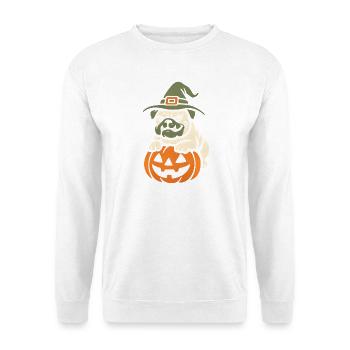 Mops Halloween Kürbis Hexe - Unisex Pullover - Weiß - Vorne