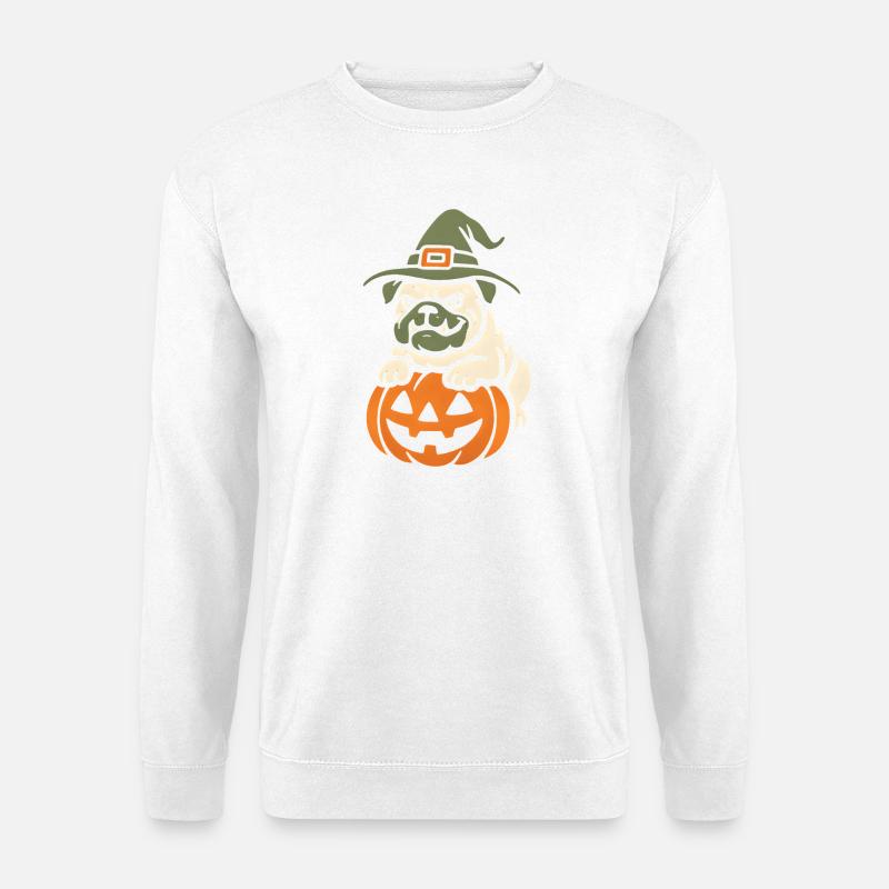 Mops Halloween Kürbis Hexe - Unisex Pullover - Weiß