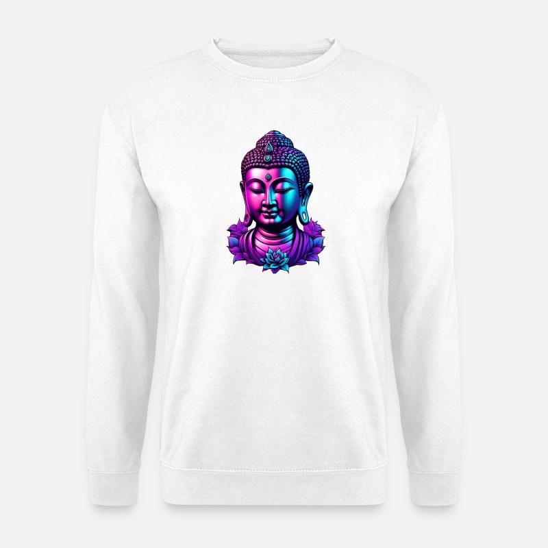 Néon Bouddha Fleur Aura - Sweat-shirt Unisexe - blanc