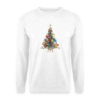 Pinselwald Weihnachtsbaum aus Farben - Unisex Pullover - Weiß - Vorne