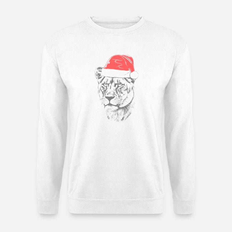 Löwin Weihnachtsmütze - Unisex Pullover - Weiß