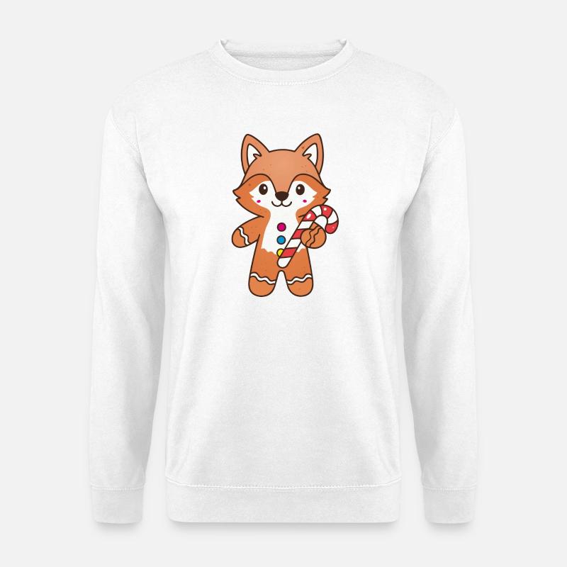 Cute Gingerbread Fox with Candy Cane - Unisex Sweatshirt - white