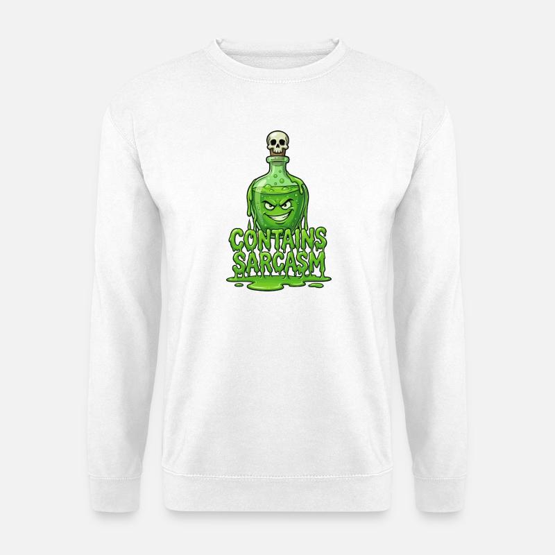 Contains Sarcasm Giftflasche - Unisex Pullover - Weiß