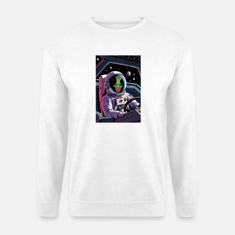 Kaktus Alien im All - Unisex Pullover - Weiß