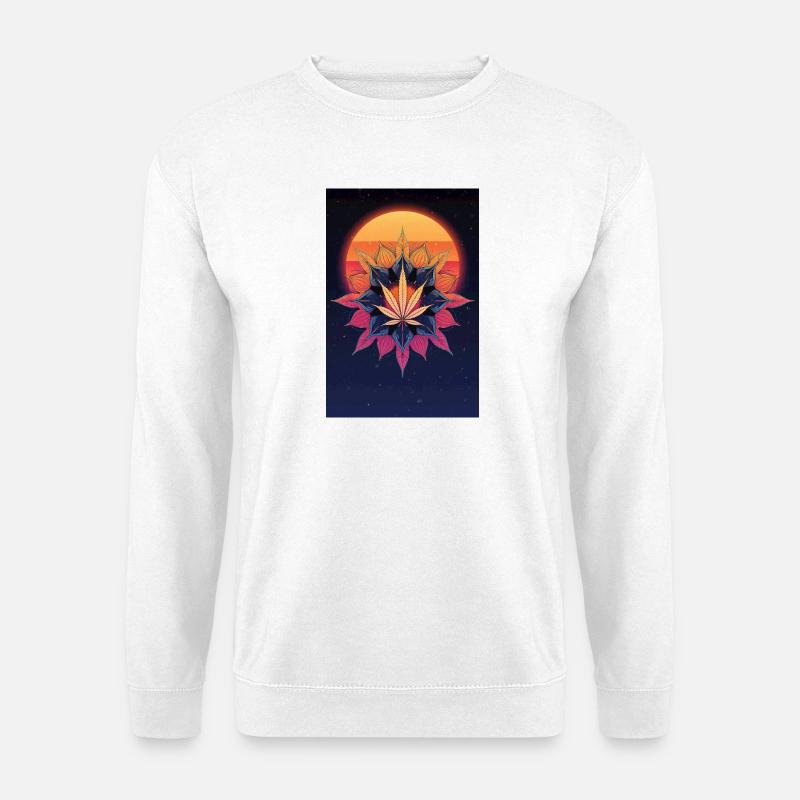 Sonnenmandala Cannabisblatt - Unisex Pullover - Weiß
