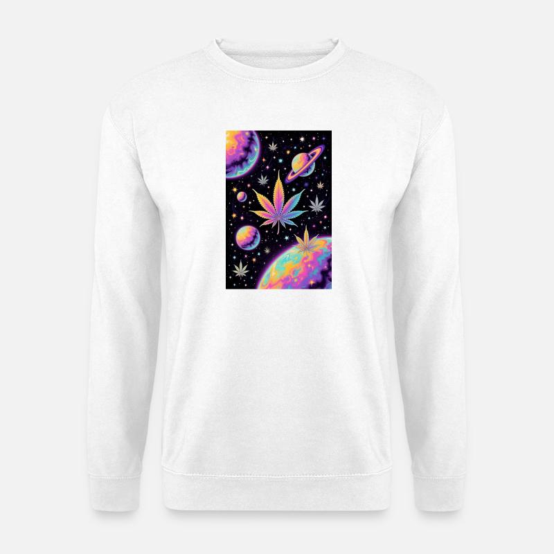 Psychedelic Space Cannabis Pattern - Unisex Sweatshirt - white