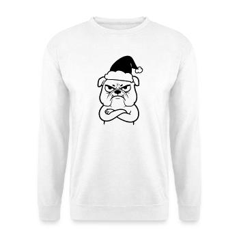 Weihnachts-Bulldogge Cartoon Illustration - Unisex Pullover - Weiß - Vorne