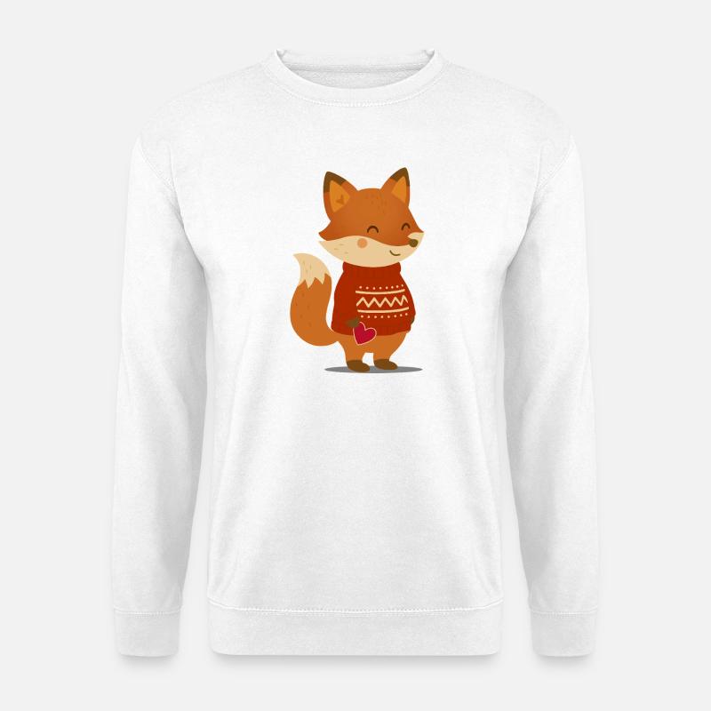 Süßer Fuchs im Pullover mit Herz - Unisex Pullover - Weiß