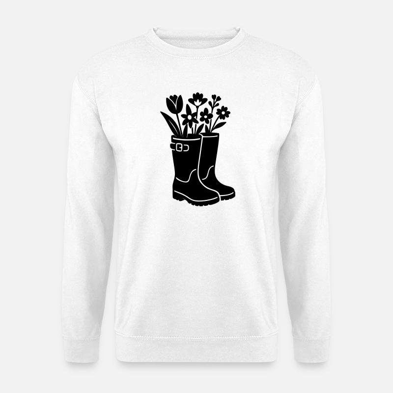 Spring boots with flowers - Unisex Sweatshirt - white