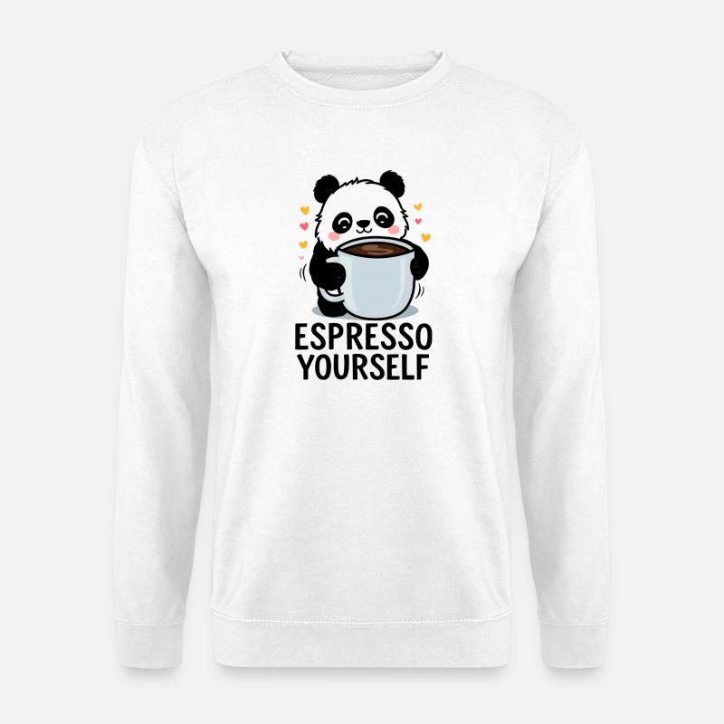 Espresso Yourself – Lustiges Panda-Kaffee Shirt - Unisex Pullover - Weiß