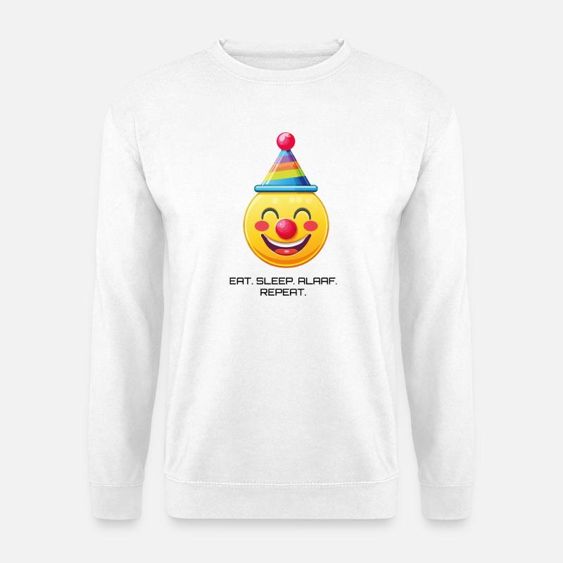 Clown Gesicht mit Spruch: Eat Sleep Alaaf Repeat - Unisex Pullover - Weiß