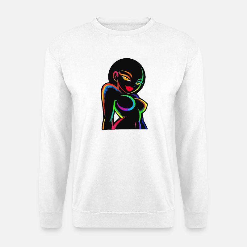 Neon-Regenbogen-Silhouette - Unisex Pullover - Weiß