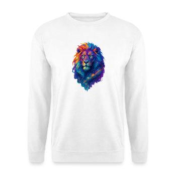 Farbenfroher kosmischer Löwe – Art Pop Farben - Unisex Pullover - Weiß - Vorne