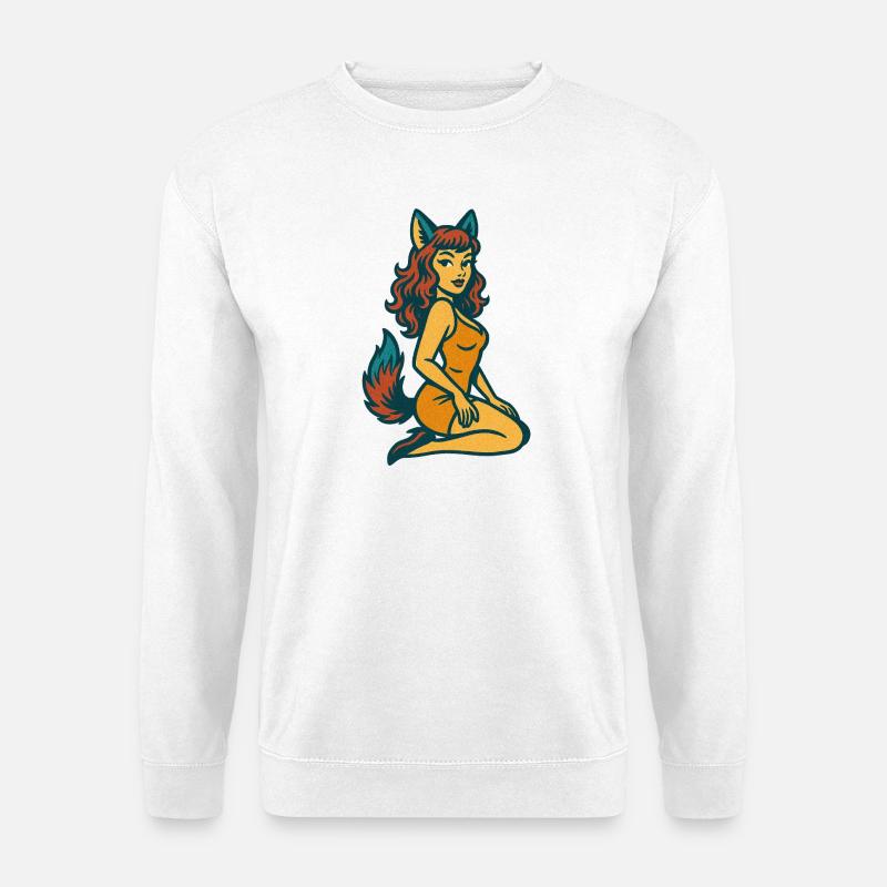 Fuchsgeist-Pinup - Unisex Pullover - Weiß