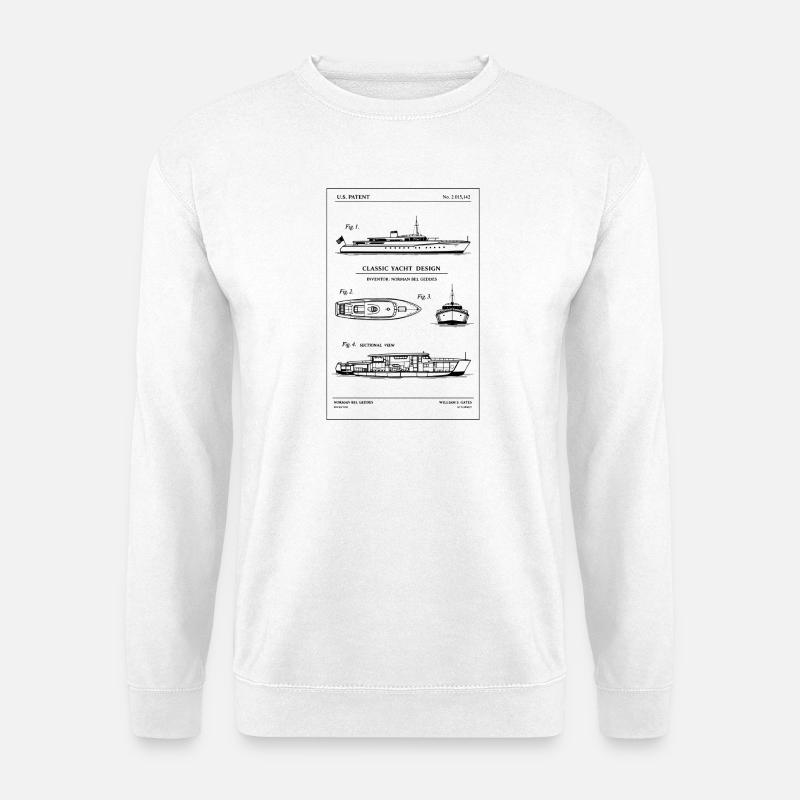 Yacht-Blueprint-Linienkunst - Unisex Pullover - Weiß