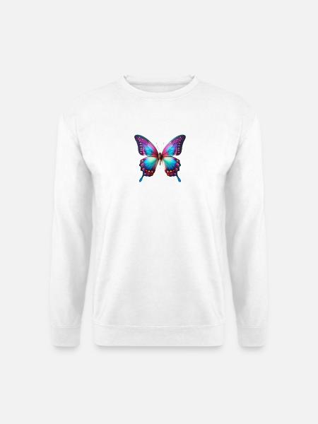 Neon Schmetterling Farbexplosion Flügelkunst - Unisex Pullover - Weiß