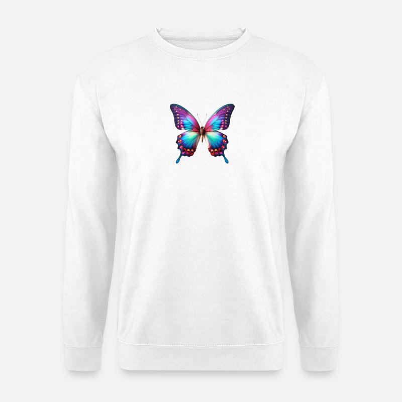 Neon Schmetterling Farbexplosion Flügelkunst - Unisex Pullover - Weiß