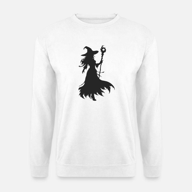 Hexe im Mondschein-Silhouette - Unisex Pullover - Weiß