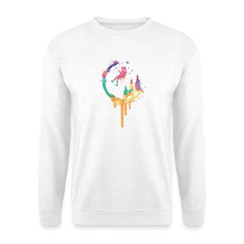 Regenbogenwald Swing - Unisex Pullover - Weiß - Vorne - Alina (178cm) & Michal (187cm)