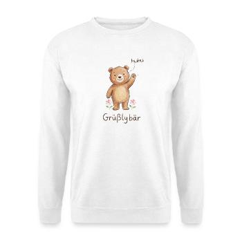 Grüßlybär – Der freundliche Grizzly aus den Bergen - Unisex Pullover - Weiß - Vorne