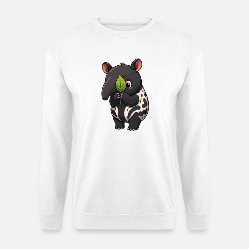 Tapir mit Blatt - Unisex Pullover - Weiß