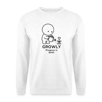 Growly – Progress Is Quiet | Plant Lover Mood - Unisex Pullover - Weiß - Vorne