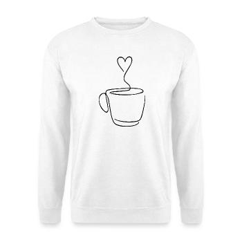 Coffee lovers draw coffee with a line - Unisex Sweatshirt - white - Front