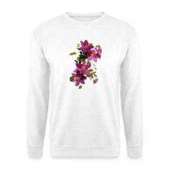 Purple Clematis – Floral Illustration - Unisex Sweatshirt - white - Front