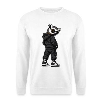 Gangster Katta im lässigen Streetwear Look - Unisex Pullover - Weiß - Vorne - Alina (178cm) & Michal (187cm)