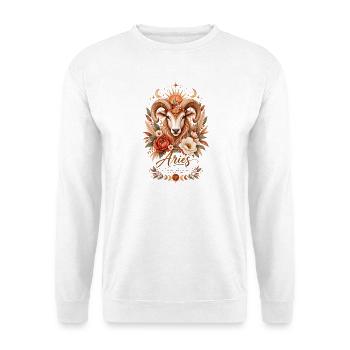 Widder-Tierkreis-Terrakotta-Botanische Astrologie - Unisex Pullover - Weiß - Vorne - Alina (178cm) & Michal (187cm)