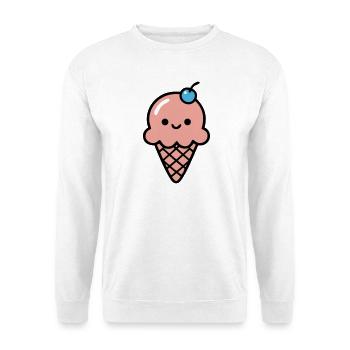 Kawaii Eiswaffel Gesicht Icon - Unisex Pullover - Weiß - Vorne - Alina (178cm) & Michal (187cm)