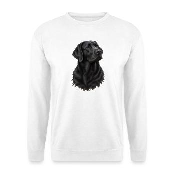 Schwarzer Labrador Portrait - Unisex Pullover - Weiß - Vorne - Alina (178cm) & Michal (187cm)