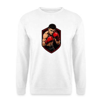 Boxer mit roten Handschuhen Schild - Unisex Pullover - Weiß - Vorne - Alina (178cm) & Michal (187cm)
