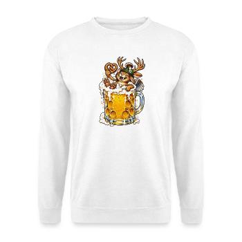 Wolpertinger Lustiges Bayerisches Fabelwesen - Unisex Pullover - Weiß - Vorne - Alina (178cm) & Michal (187cm)