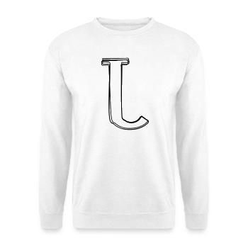 Kleinbuchstabe l handgezeichnet - Unisex Pullover - Weiß - Vorne - Alina (178cm) & Michal (187cm)