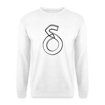 Griechischer Buchstabe Delta handgezeichnet - Unisex Pullover - Weiß - Vorne - Alina (178cm) & Michal (187cm)