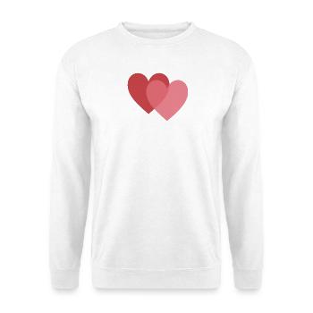 HERZ. HERZ. VALENTINSTAG. LIEBE. LIEBE. PAAR. - Unisex Pullover - Weiß - Vorne - Alina (178cm) & Michal (187cm)