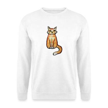 Sunny Whisker Katzen-Illustration - Unisex Pullover - Weiß - Vorne - Alina (178cm) & Michal (187cm)
