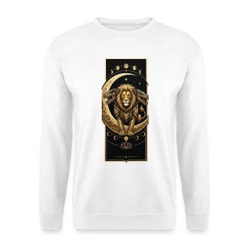 Löwe auf einem Mondsichel - Unisex Pullover - Weiß - Vorne - Alina (178cm) & Michal (187cm)
