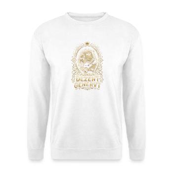 Dezent Genervtes Capybara Mit Kaffee Spruch - Unisex Pullover - Weiß - Vorne - Alina (178cm) & Michal (187cm)