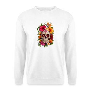 Halloween Sugar Skull Sugarskull  - Unisex Pullover - Weiß - Vorne - Alina (178cm) & Michal (187cm)