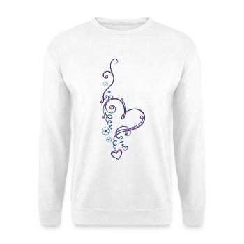 Heart with flowers, love, pink blue - Unisex Sweatshirt - white - Front